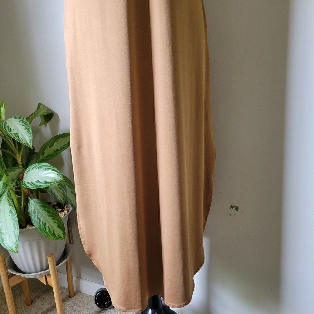 NWT HUSKARY TAN SLIT SIDE MAXI SHIRT DRESS V NECK S/M - Picture 12 of 16